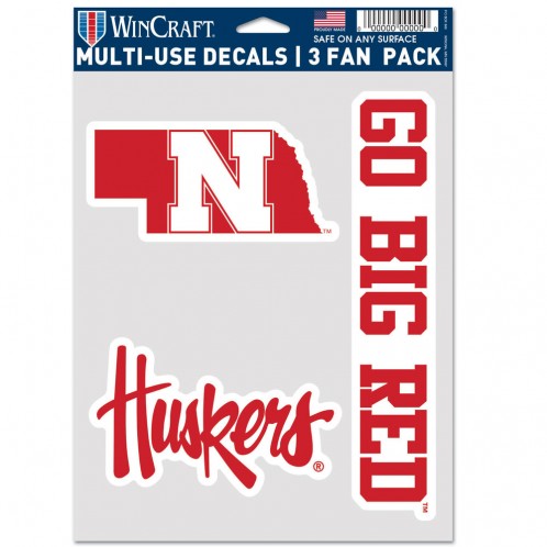 Nebraska Cornhuskers Decal Multi Use Fan 3 Pack Special Order