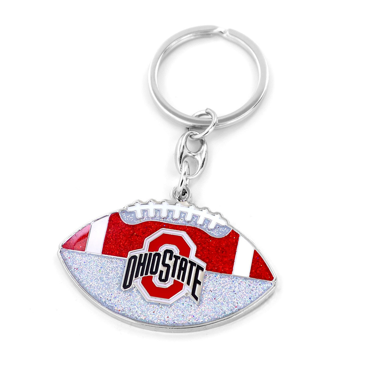 Ohio State Buckeyes Keychain Football Glitter