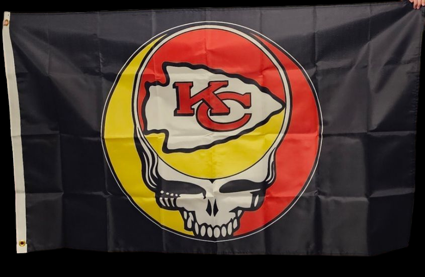 Grateful Dead Kansas City Chiefs Flag 3' x 5' New FREE SHIPPING