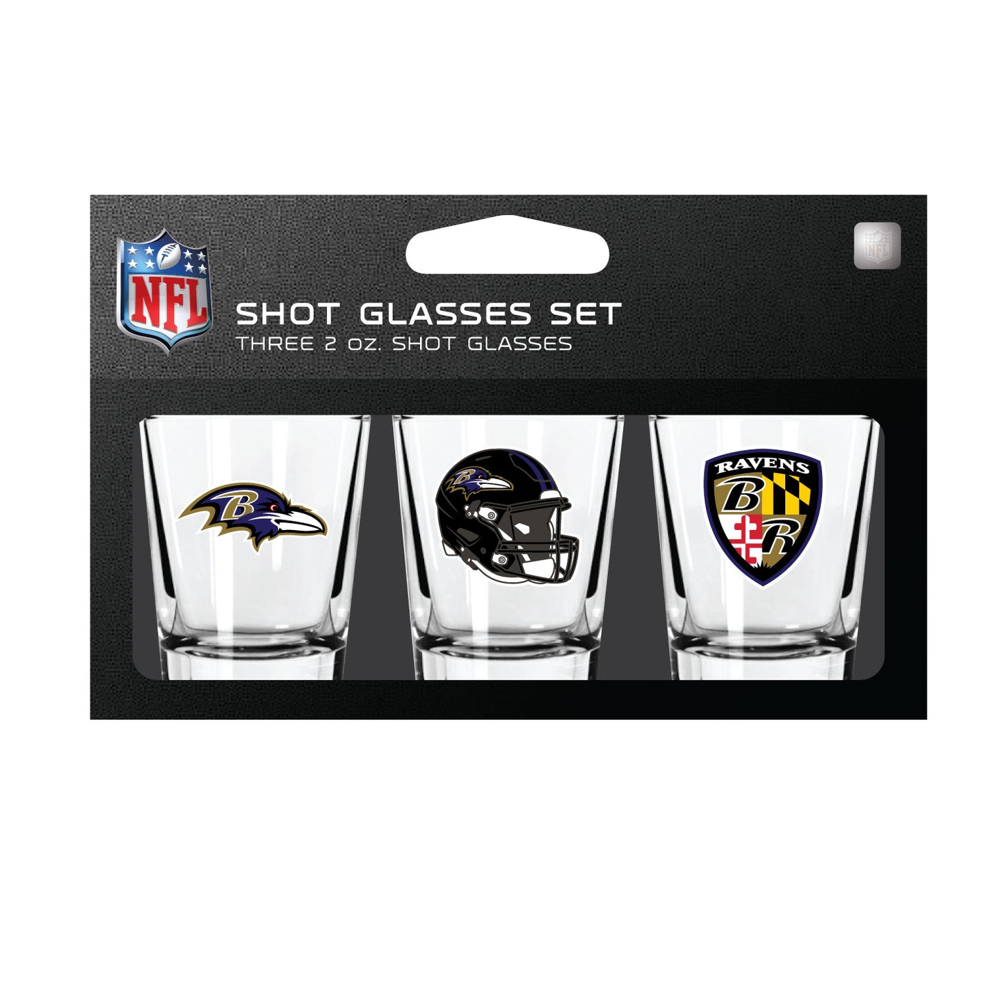 Baltimore Ravens Shot Glass Set 3 Pack