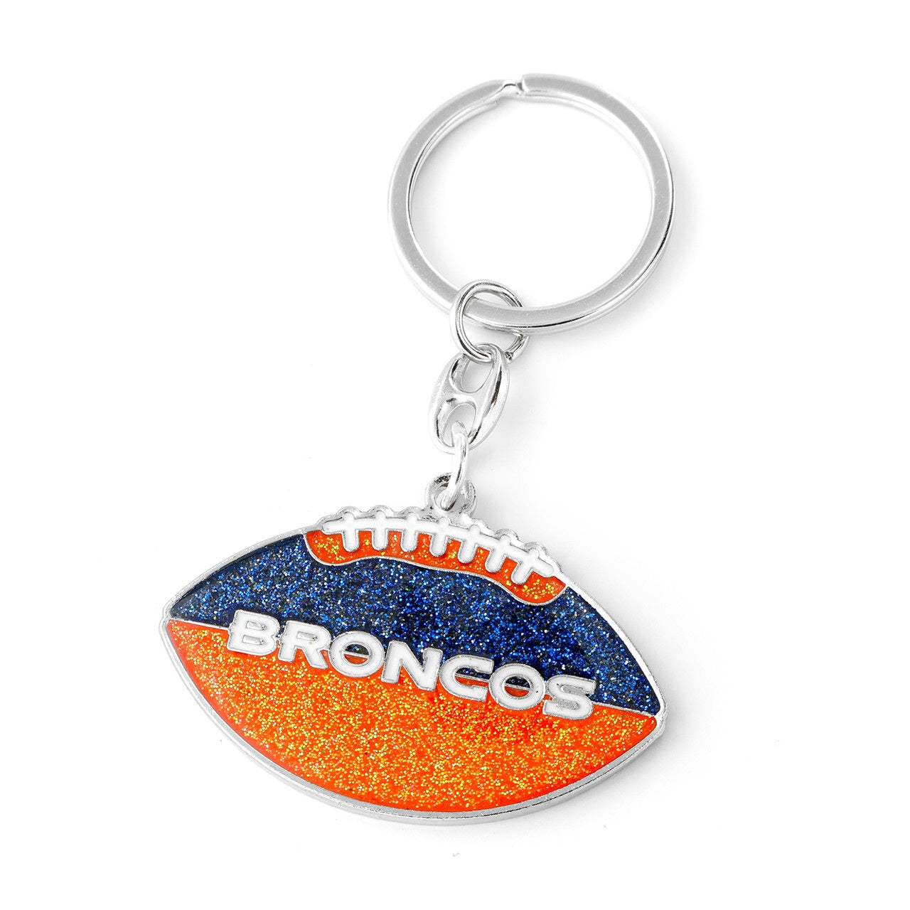 Denver Broncos Keychain Football Glitter