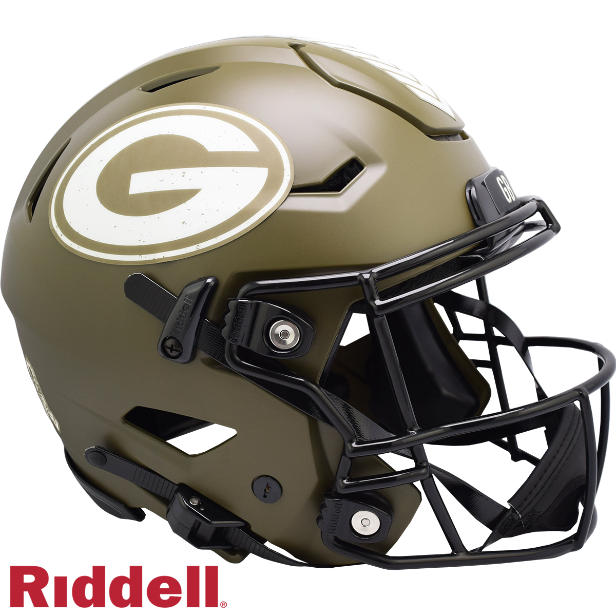 Green Bay Packers Helmet Riddell Authentic Full Size SpeedFlex Style Salute To Service 2022