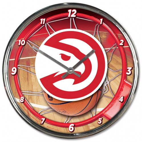 Atlanta Hawks Clock Round Wall Style Chrome Periodic Restock