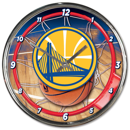 Golden State Warriors Clock Round Wall Style Chrome Periodic Restock