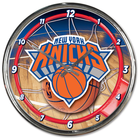 New York Knicks Clock Round Wall Style Chrome Periodic Restock