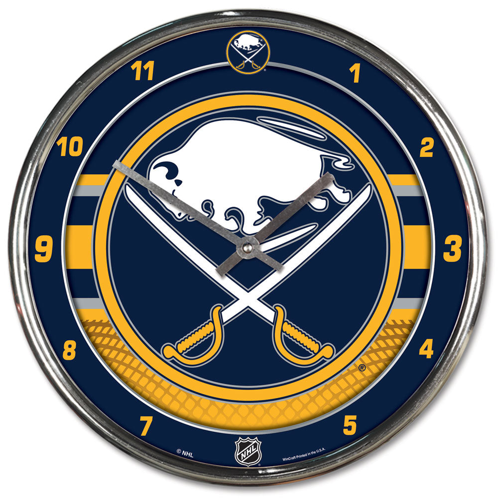 Buffalo Sabres Clock Round Wall Style Chrome Periodic Restock