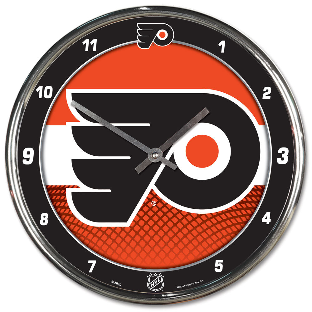 Philadelphia Flyers Clock Round Wall Style Chrome Periodic Restock