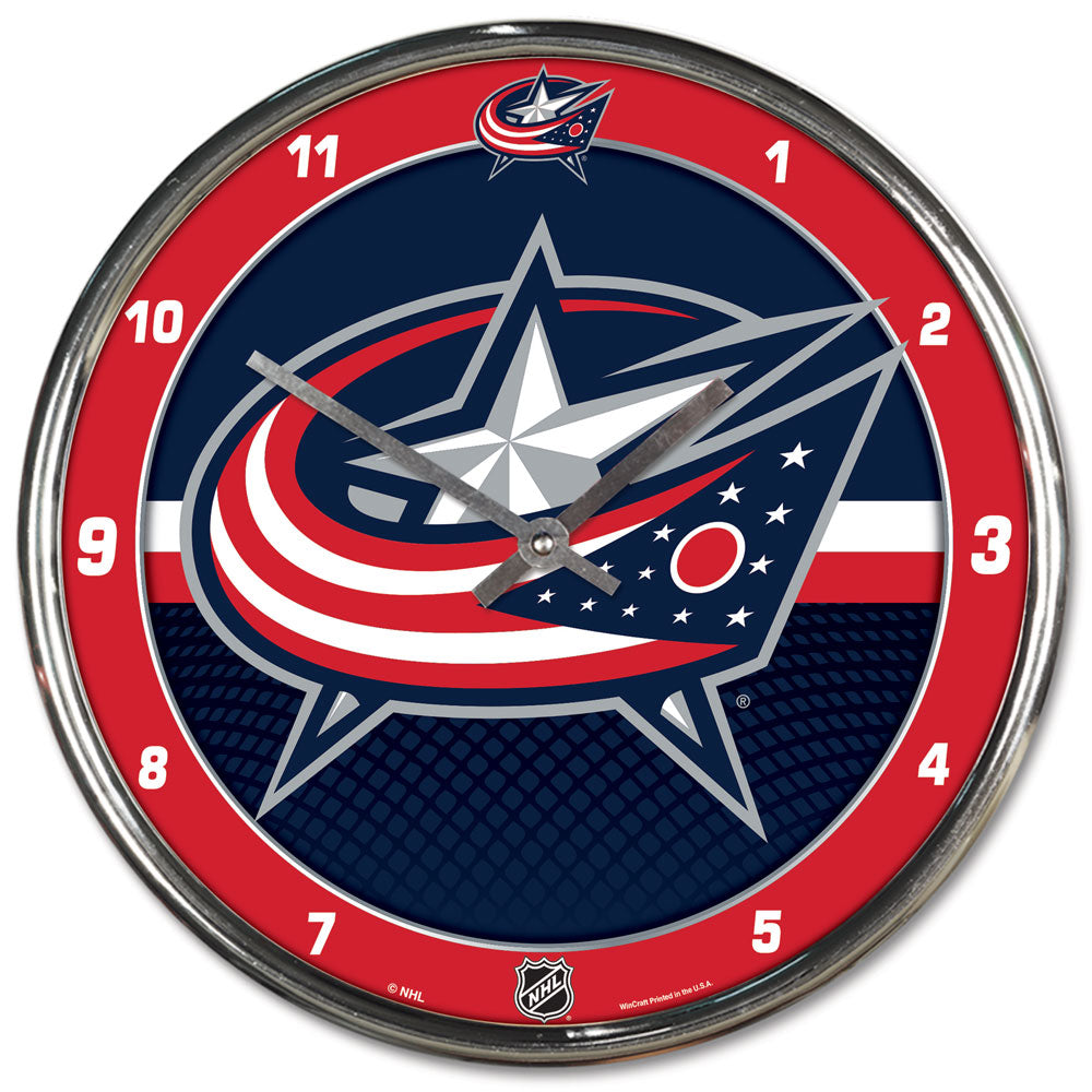 Columbus Blue Jackets Clock Round Wall Style Chrome Periodic Restock