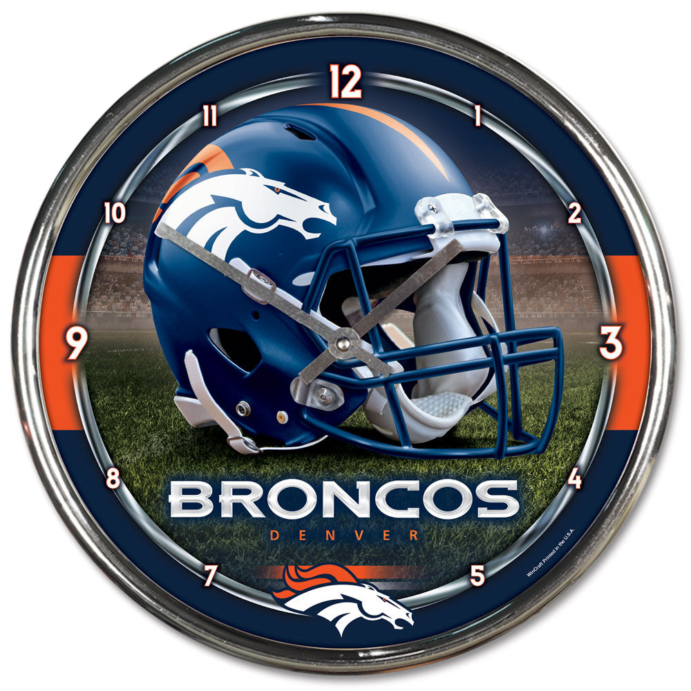 Denver Broncos Round Chrome Wall Clock Periodic Restock