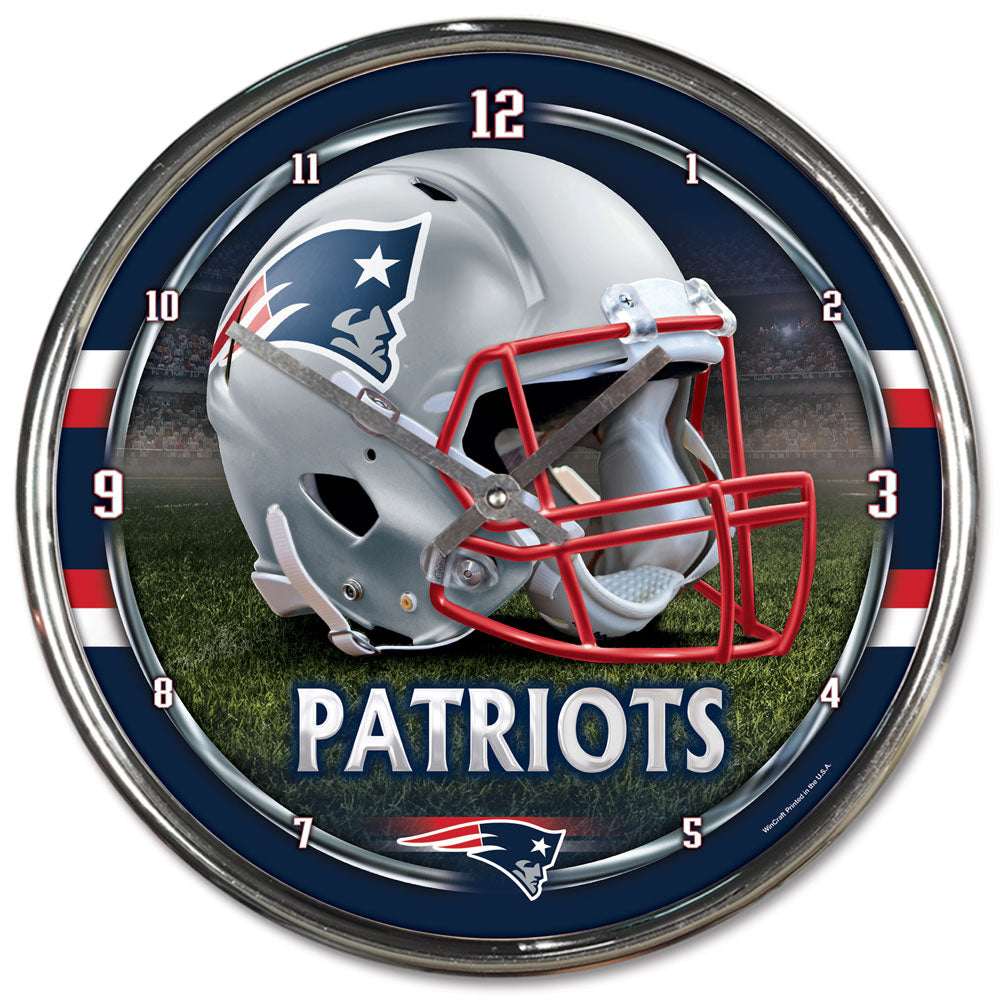 New England Patriots Round Chrome Wall Clock Periodic Restock