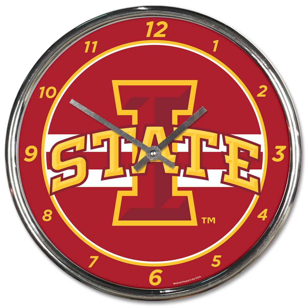 Iowa State Cyclones Round Chrome Wall Clock Periodic Restock