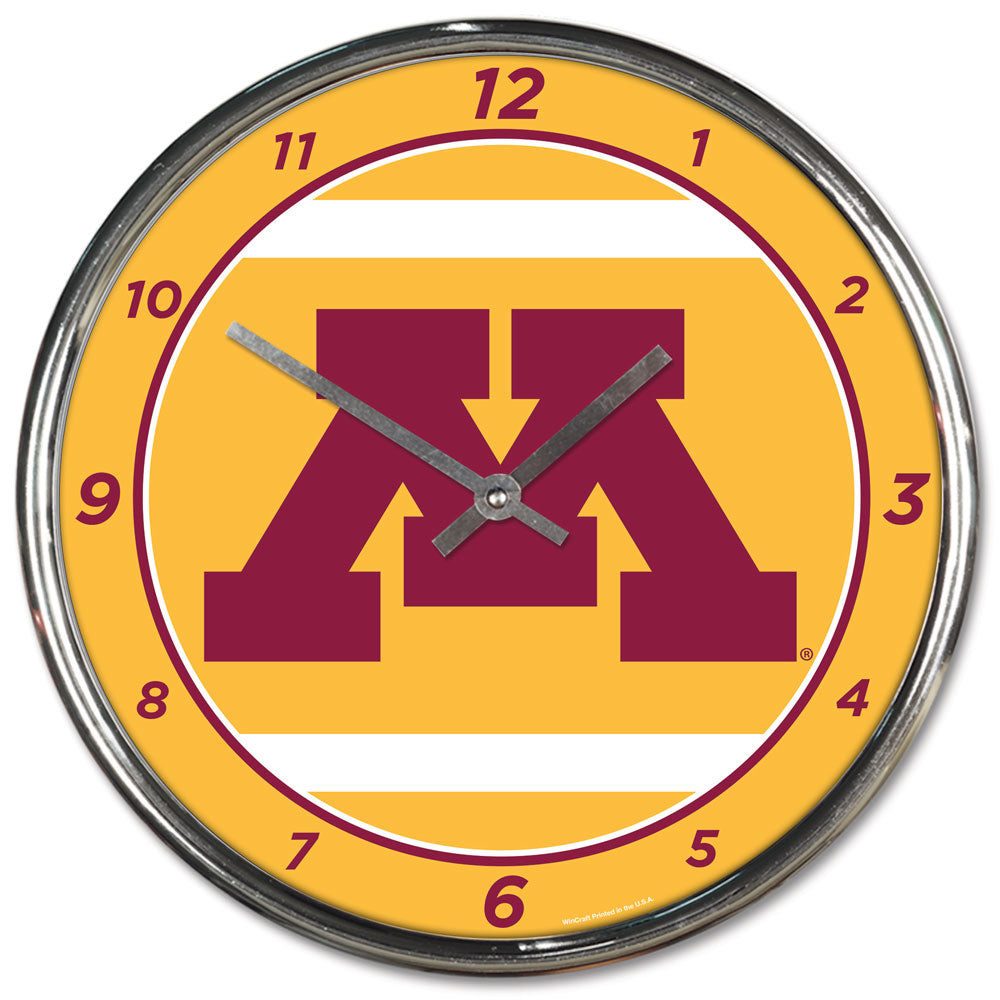 Minnesota Golden Gophers Clock Round Wall Style Chrome Periodic Restock