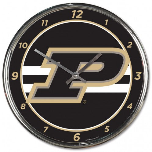 Purdue Boilermakers Clock Round Wall Style Chrome Periodic Restock