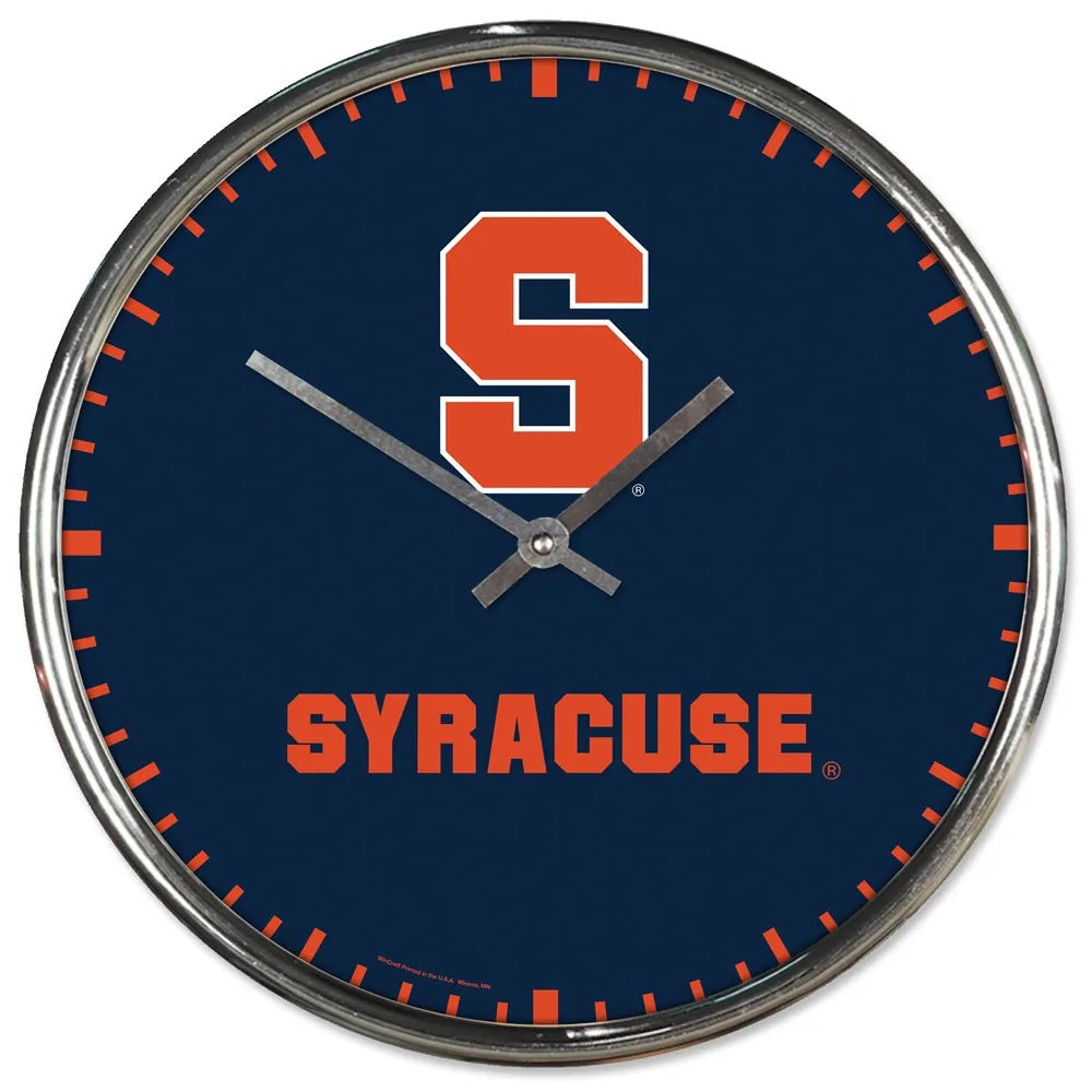 Syracuse Orange Clock Round Wall Style Chrome Periodic Restock