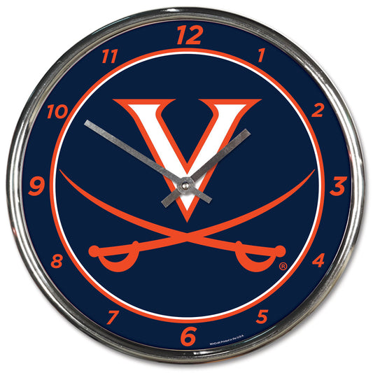 Virginia Cavaliers Clock Round Wall Style Chrome Periodic Restock