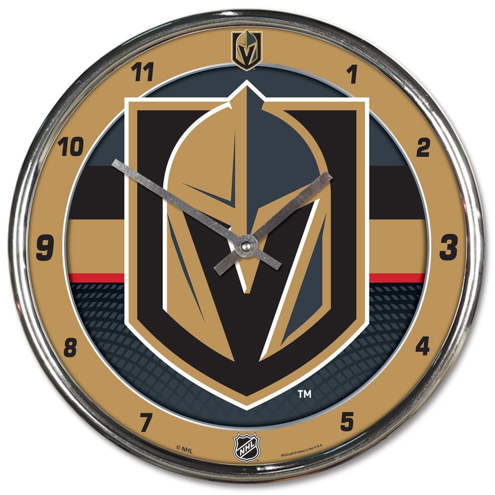 Vegas Golden Knights Clock Round Wall Style Chrome Periodic Restock