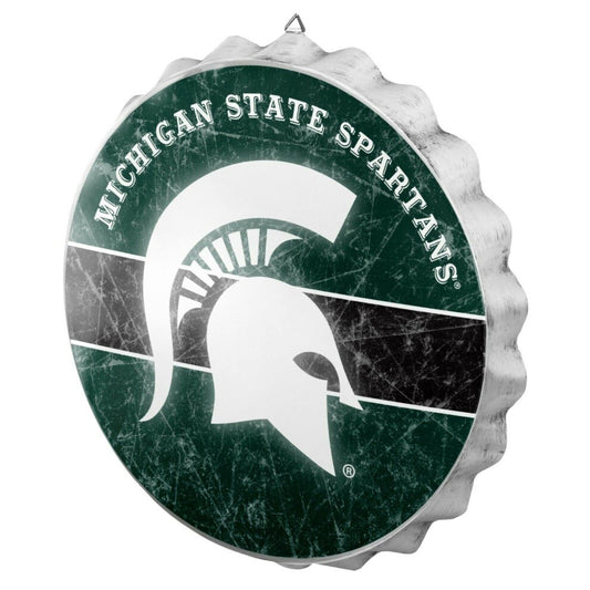 Michigan State Spartans Sign Bottle Cap Style Distressed