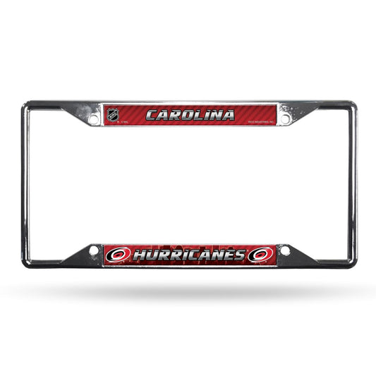Carolina Hurricanes License Plate Frame Chrome EZ View Alternate