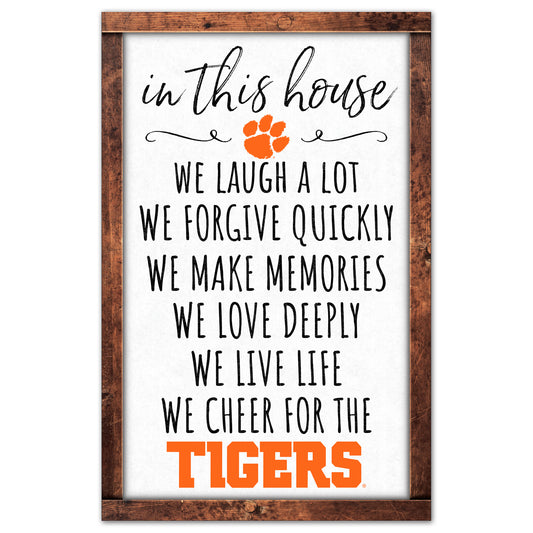 Clemson Tigers Sign 11x17 Wood In This House