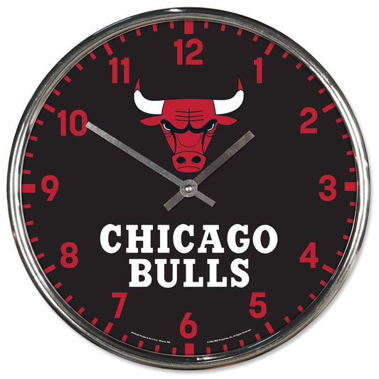Chicago Bulls Clock Round Wall Style Chrome Periodic Restock