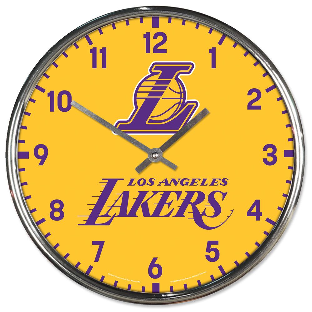 Los Angeles Lakers Clock Round Wall Style Chrome Periodic Restock