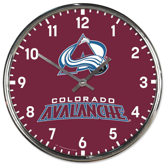 Colorado Avalanche Clock Round Wall Style Chrome Periodic Restock