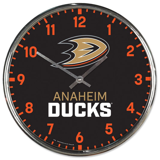 Anaheim Ducks Clock Round Wall Style Chrome Periodic Restock