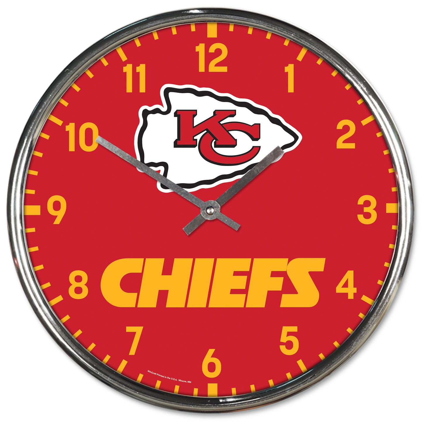Kansas City Chiefs Round Chrome Wall Clock Periodic Restock