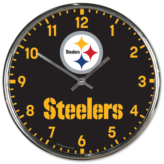 Pittsburgh Steelers Round Chrome Wall Clock Periodic Restock