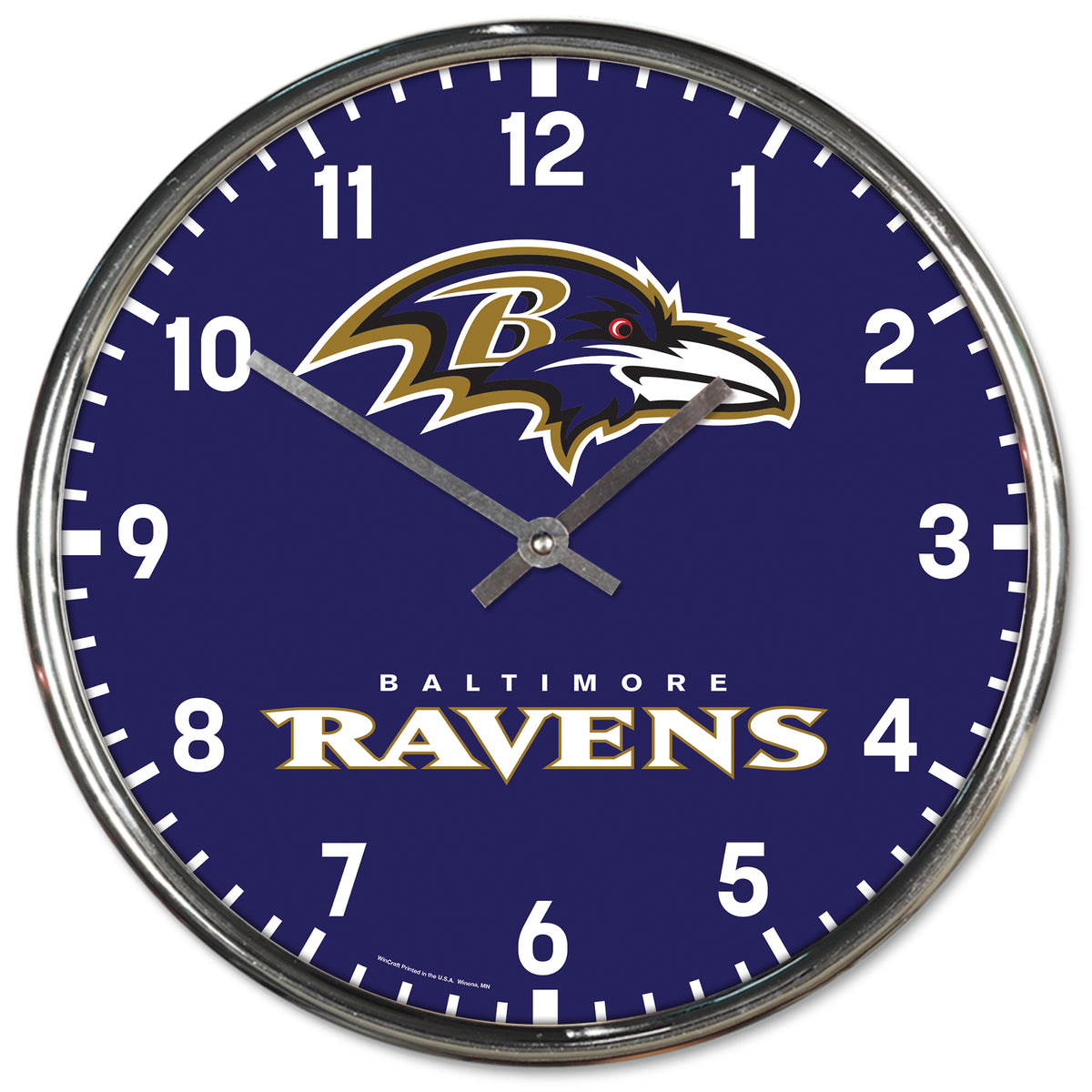 Baltimore Ravens Round Chrome Wall Clock Periodic Restock