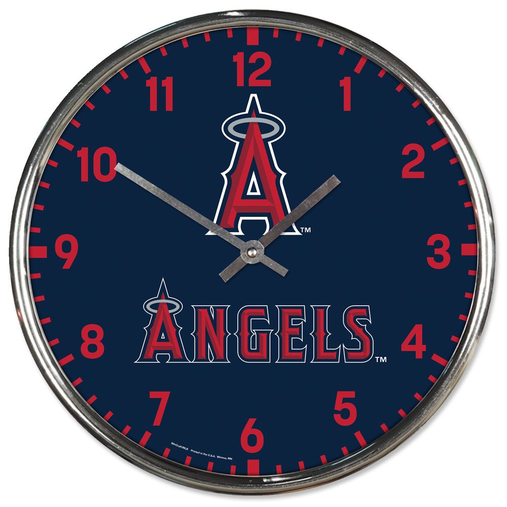 Los Angeles Angels Clock Round Wall Style Chrome Periodic Restock