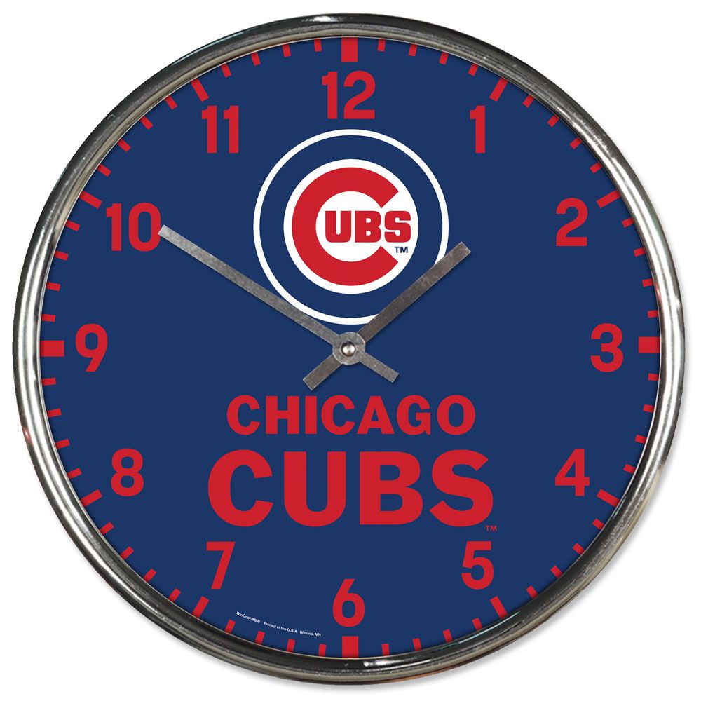 Chicago Cubs Round Chrome Wall Clock Periodic Restock