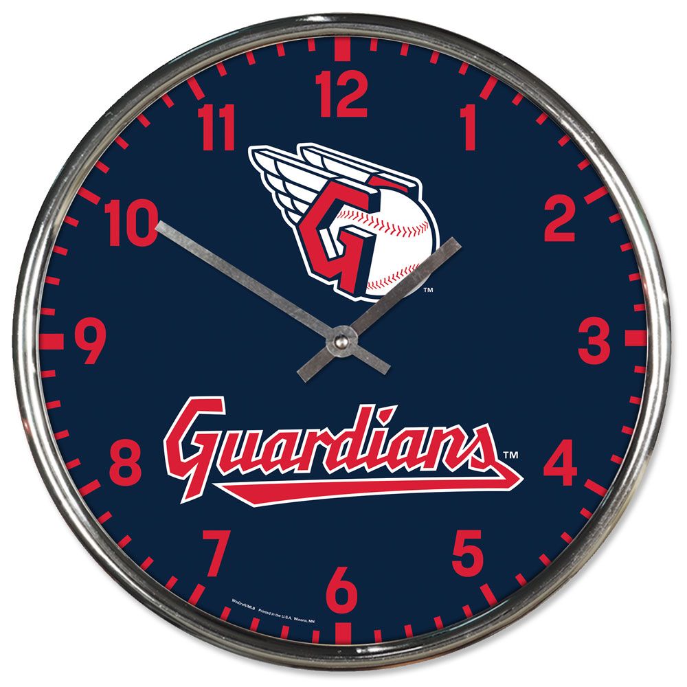 Cleveland Guardians Clock Round Wall Style Chrome Periodic Restock
