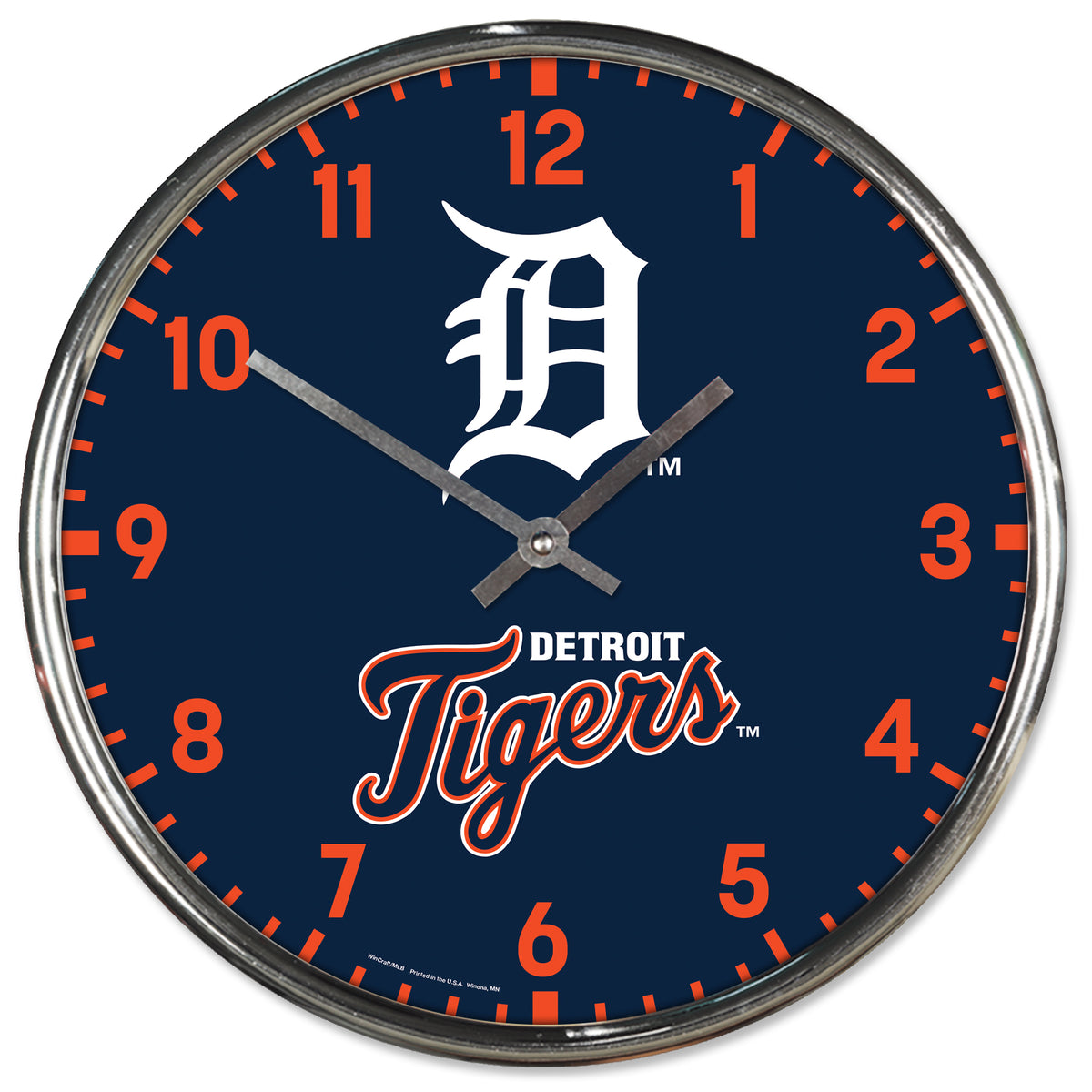 Detroit Tigers Round Chrome Wall Clock Periodic Restock