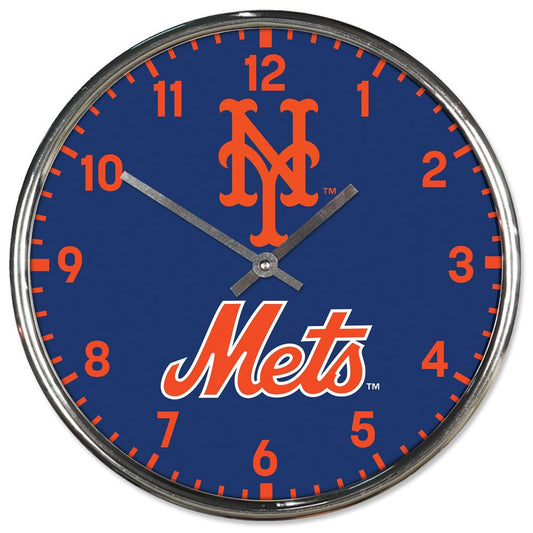 New York Mets Round Chrome Wall Clock Periodic Restock
