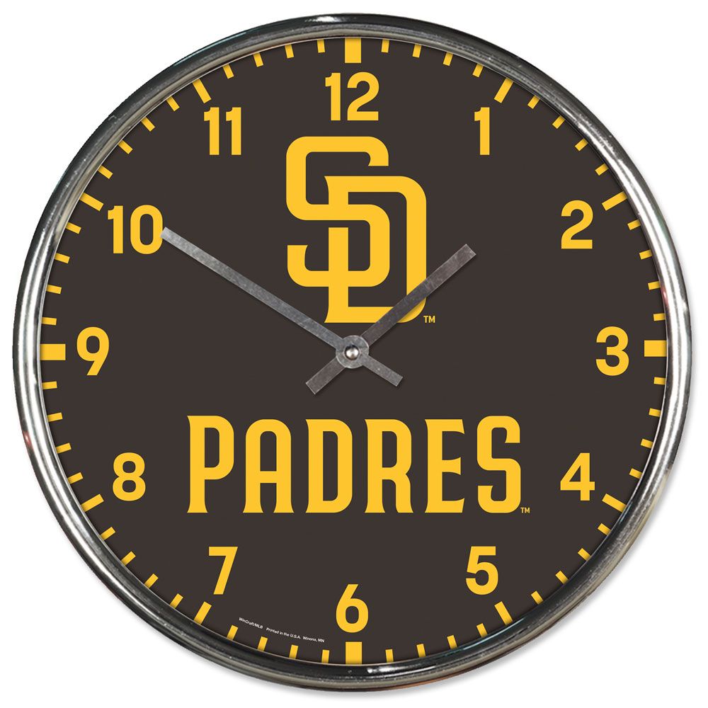 San Diego Padres Clock Round Wall Style Chrome Periodic Restock