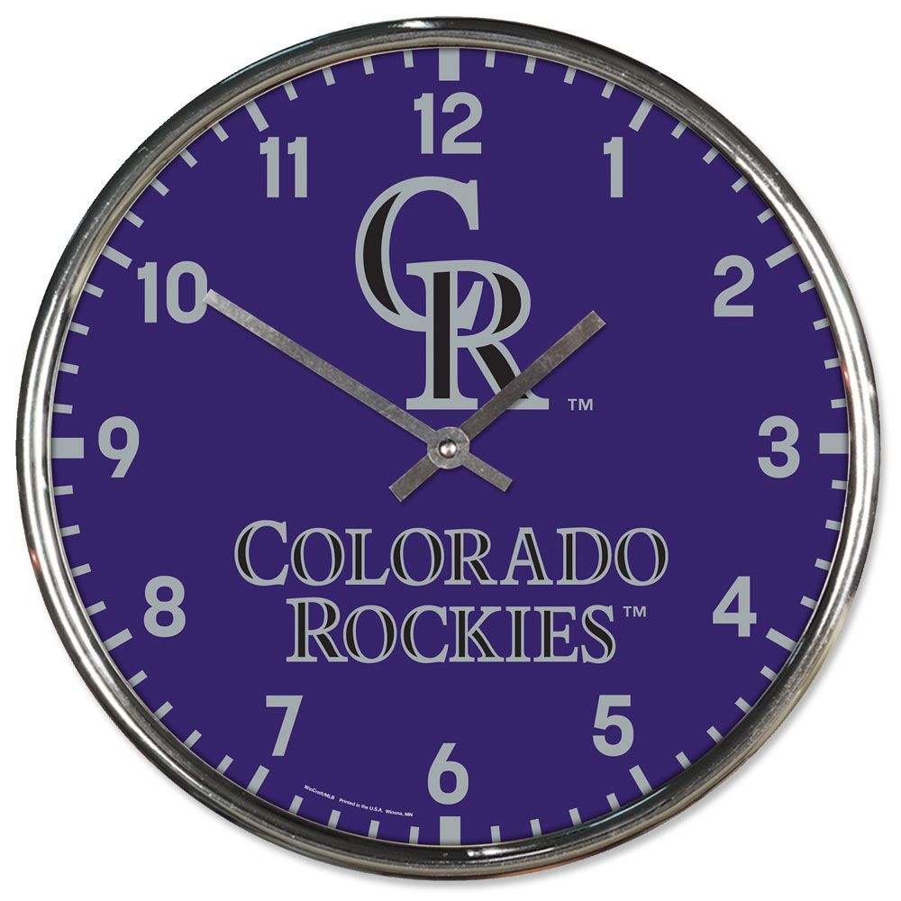 Colorado Rockies Clock Round Wall Style Chrome Periodic Restock