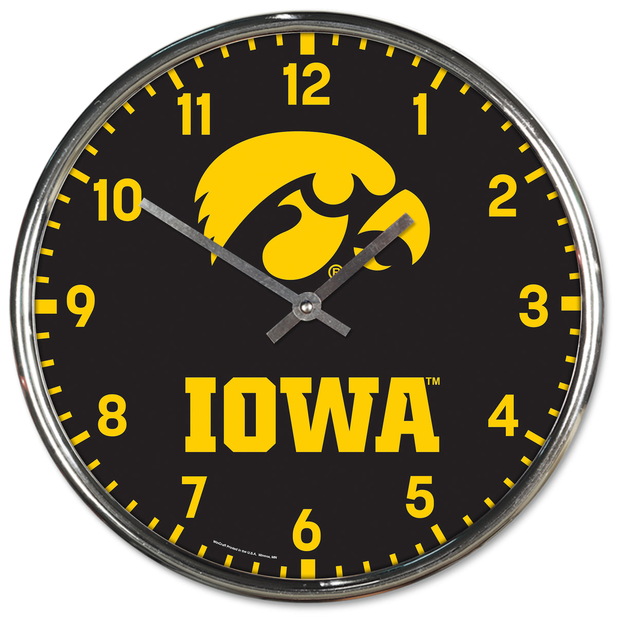 Iowa Hawkeyes Round Chrome Wall Clock Periodic Restock