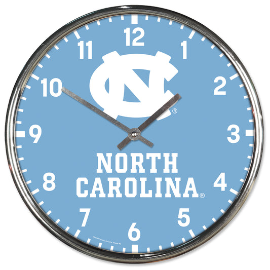 North Carolina Tar Heels Round Chrome Wall Clock Periodic Restock