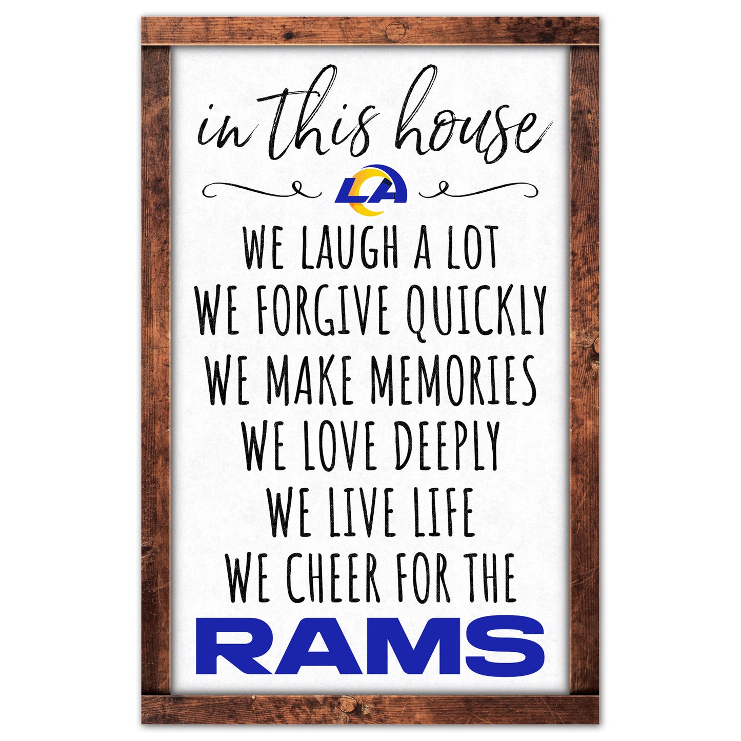 Los Angeles Rams Sign 11x17 Wood In This House