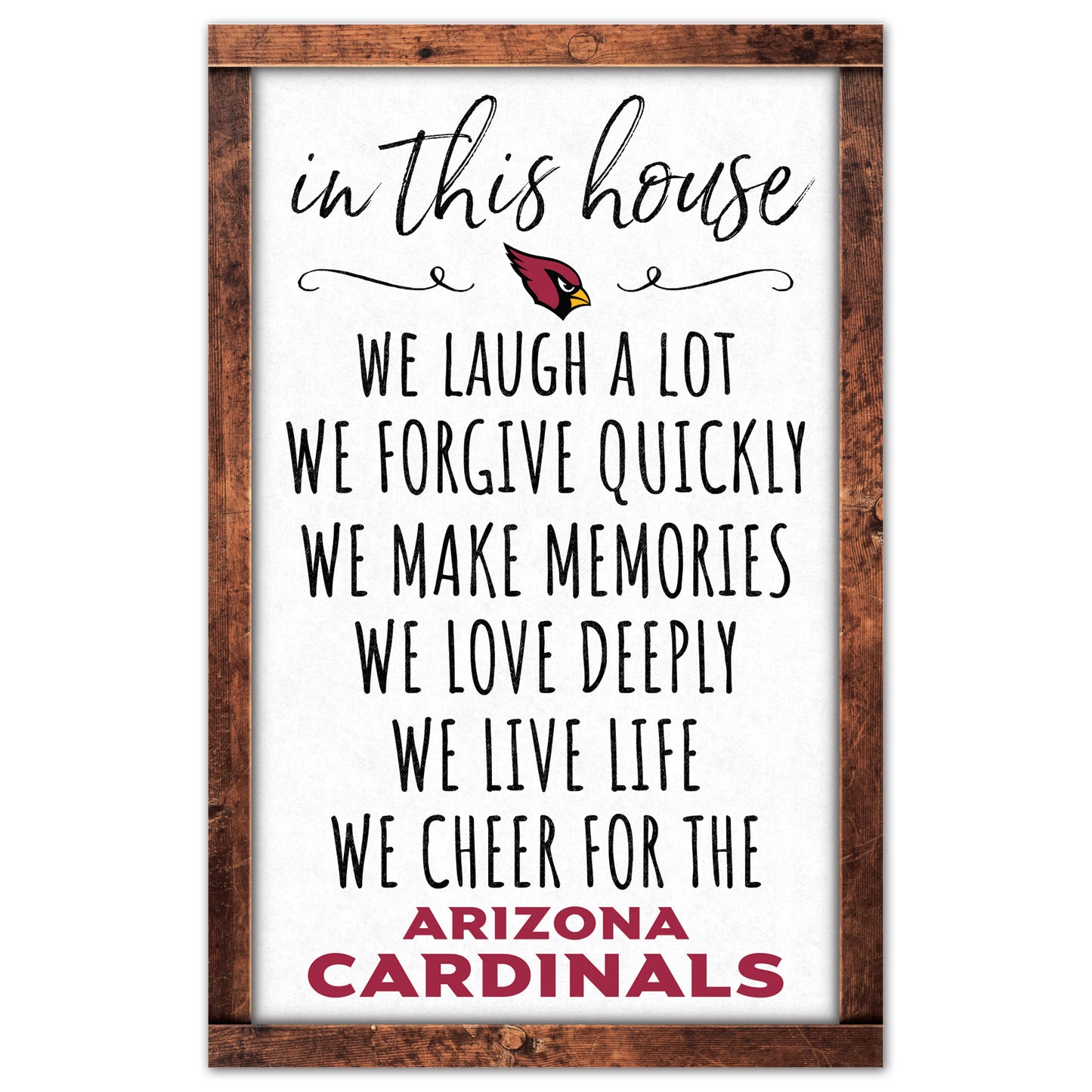 Arizona Cardinals Sign 11x17 Wood In This House