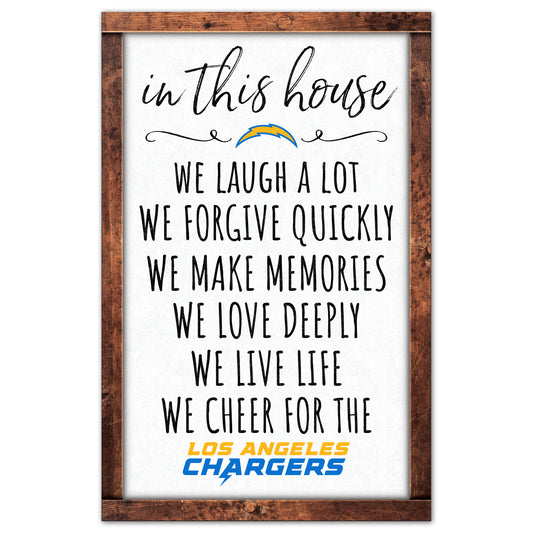 Los Angeles Chargers Sign 11x17 Wood In This House