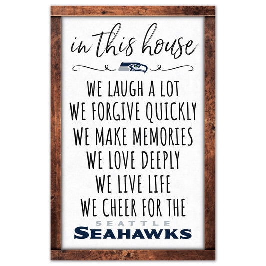 Seattle Seahawks Sign 11x17 Wood In This House