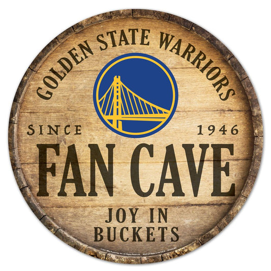 Golden State Warriors Sign Wood 14 Inch Round Barrel Top Design - Special Order