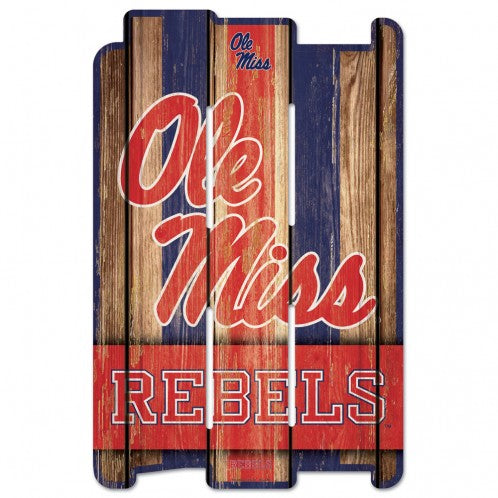 Mississippi Rebels Sign 11x17 Wood Fence Style - Special Order