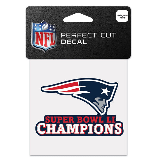 New England Patriots Decal 4x4 Perfect Cut Color Super Bowl 51 Champions Design