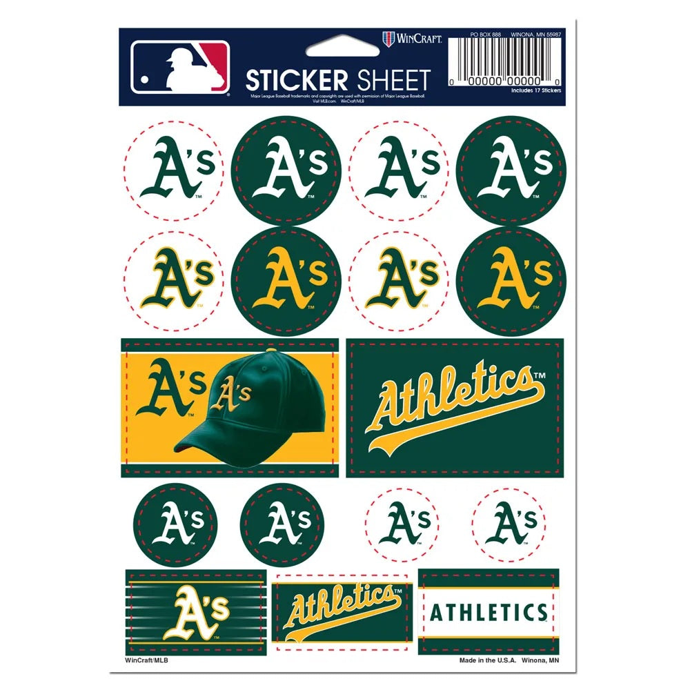 Oakland Athletics Decal Sheet 5x7 Vinyl