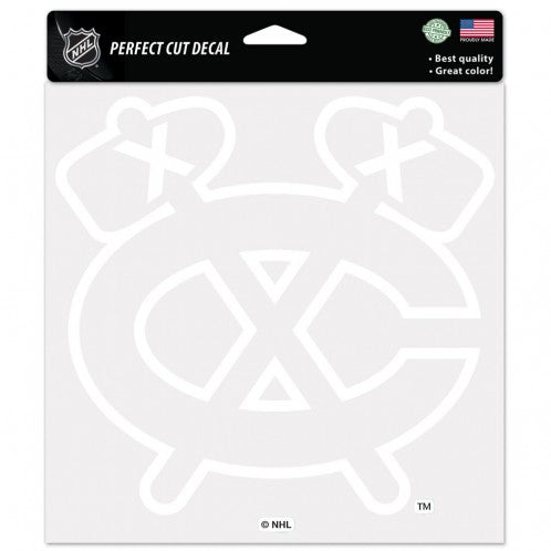 Chicago Blackhawks Decal 8x8 Perfect Cut White