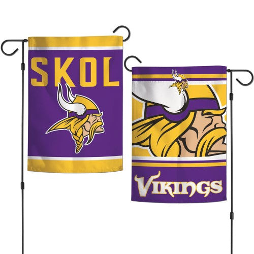 Minnesota Vikings Flag 12x18 Garden Style 2 Sided Slogan Design - Special Order