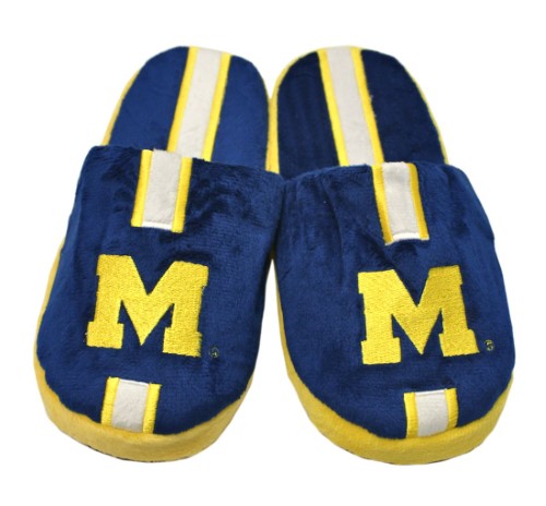 Michigan Wolverines Slipper - Youth 8-16 Size 5-6 Stripe - (1 Pair) - L
